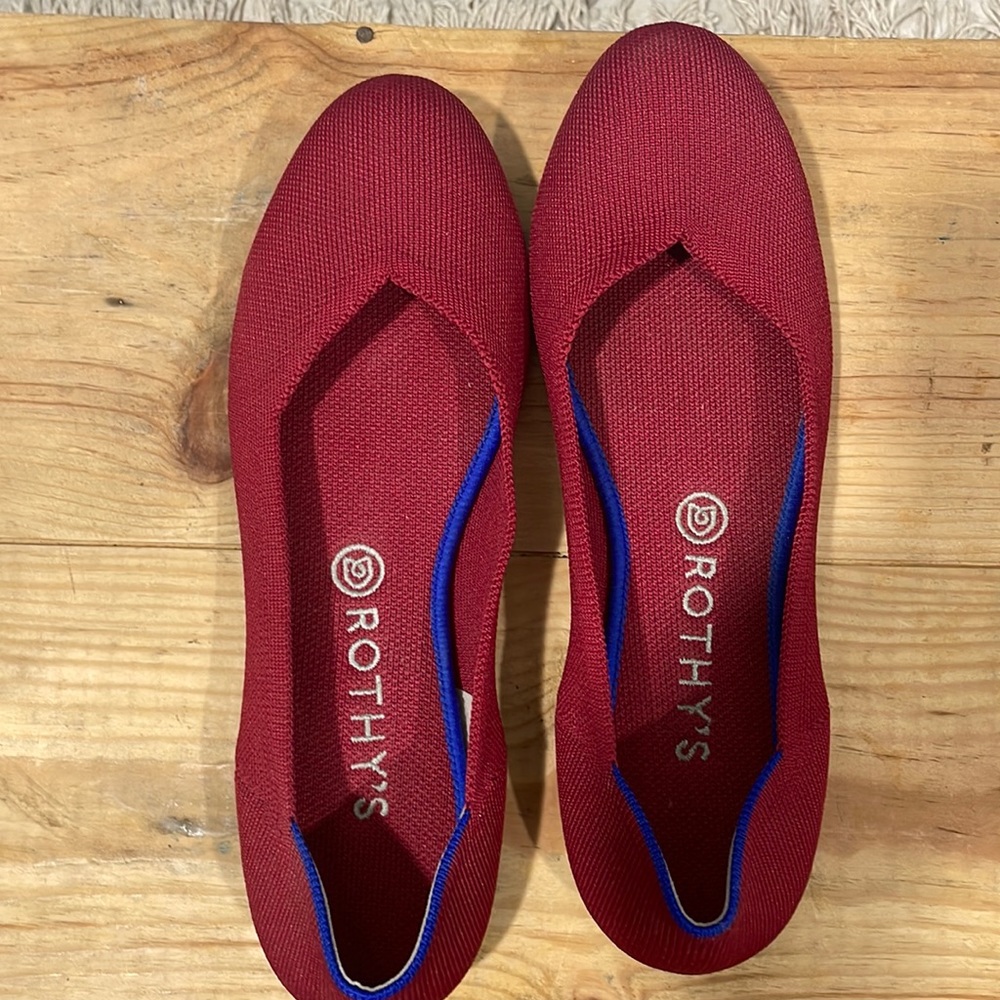Rothy’s red textured flats. Size 10